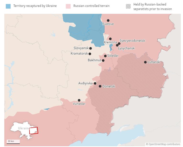 Battle of Bakhmut map April 2023